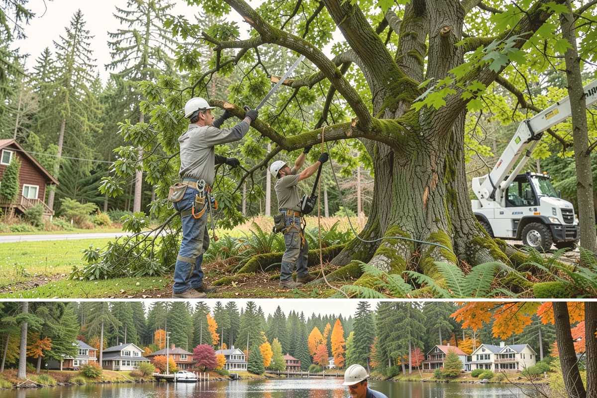 Large tree removal in La Conner, Skagit County, WA - In the Puget Sound climate, this service is best performed when foliage has dropped in late fall or winter to improve visibility...