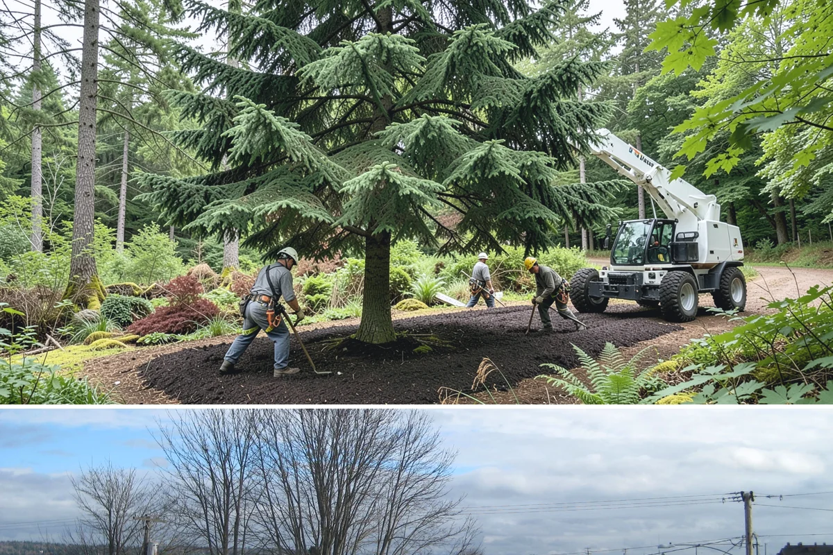 Large tree removal in Langley, Island County, WA - In the Puget Sound climate, this service is best performed when foliage has dropped in late fall or winter to improve visibility...
