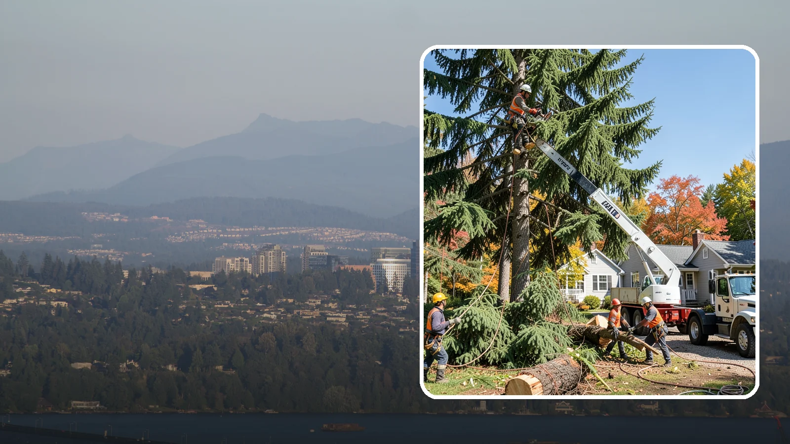 Large tree removal in Medina, King County, WA - The sectional removal of large-diameter or tall trees.