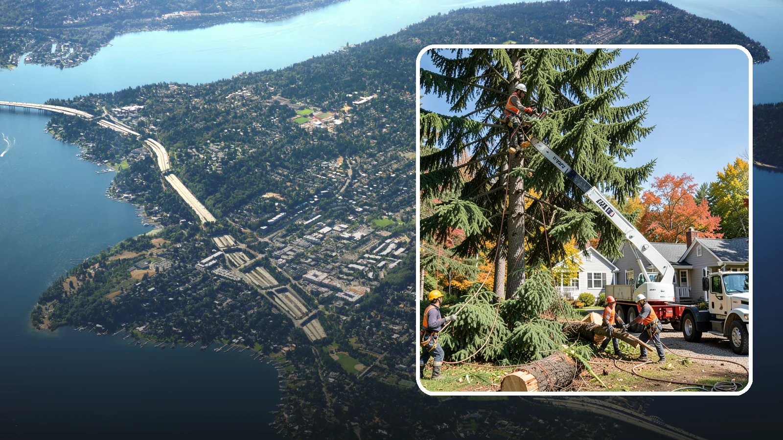 Large tree removal in Mercer Island, King County, WA - The sectional removal of large-diameter or tall trees.