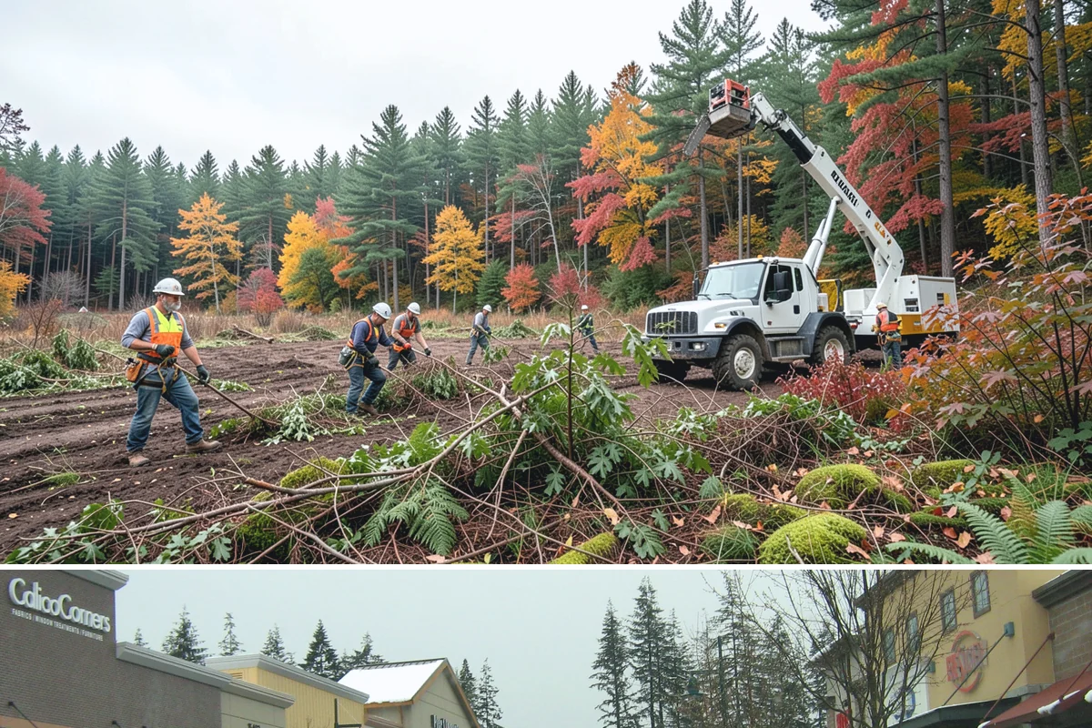 Large tree removal in Mill Creek, Snohomish County, WA - In the Puget Sound climate, this service is best performed when foliage has dropped in late fall or winter to improve visibility...