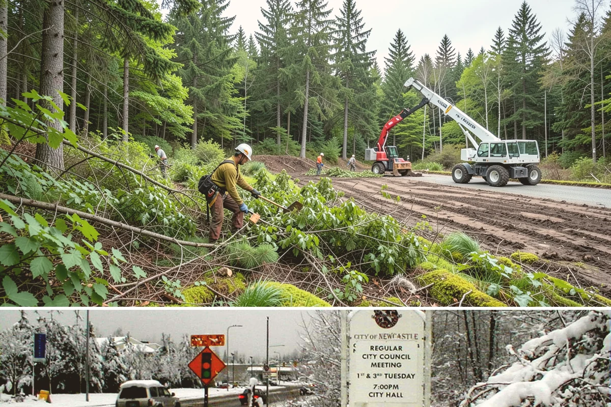 Large tree removal in Newcastle, King County, WA - In the Puget Sound climate, this service is best performed when foliage has dropped in late fall or winter to improve visibility...