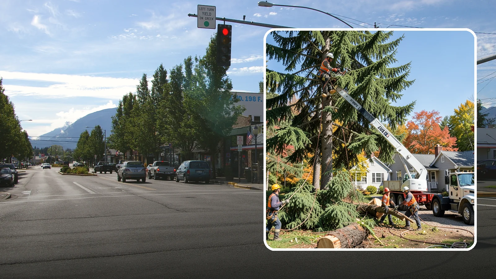 Large tree removal in North Bend, King County, WA - The sectional removal of large-diameter or tall trees.