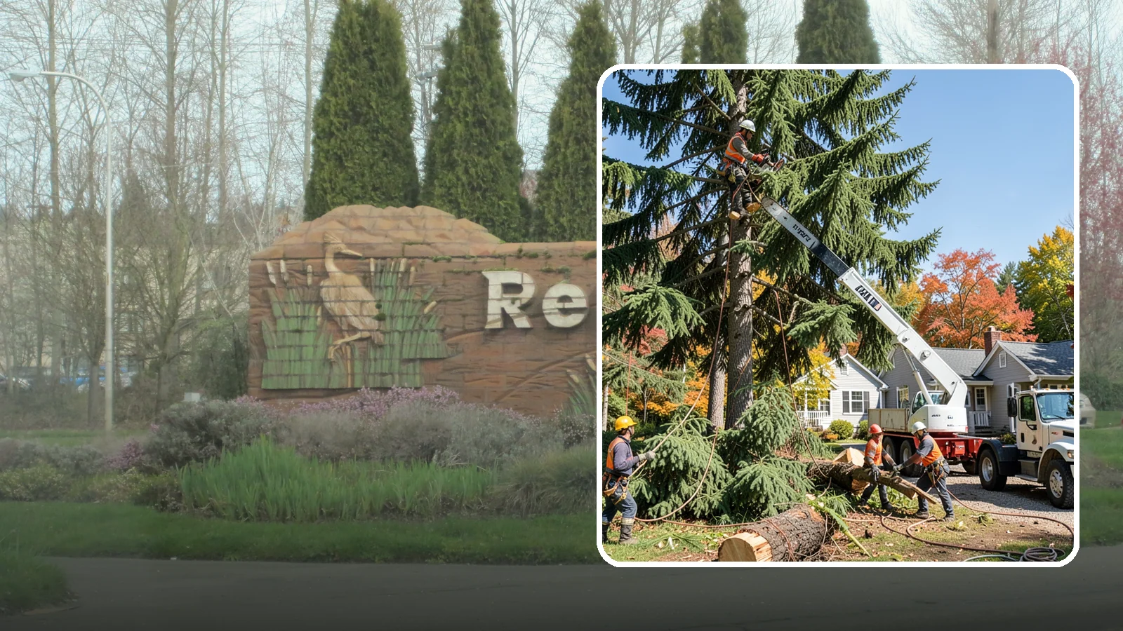 Large tree removal in Renton, King County, WA - The sectional removal of large-diameter or tall trees.