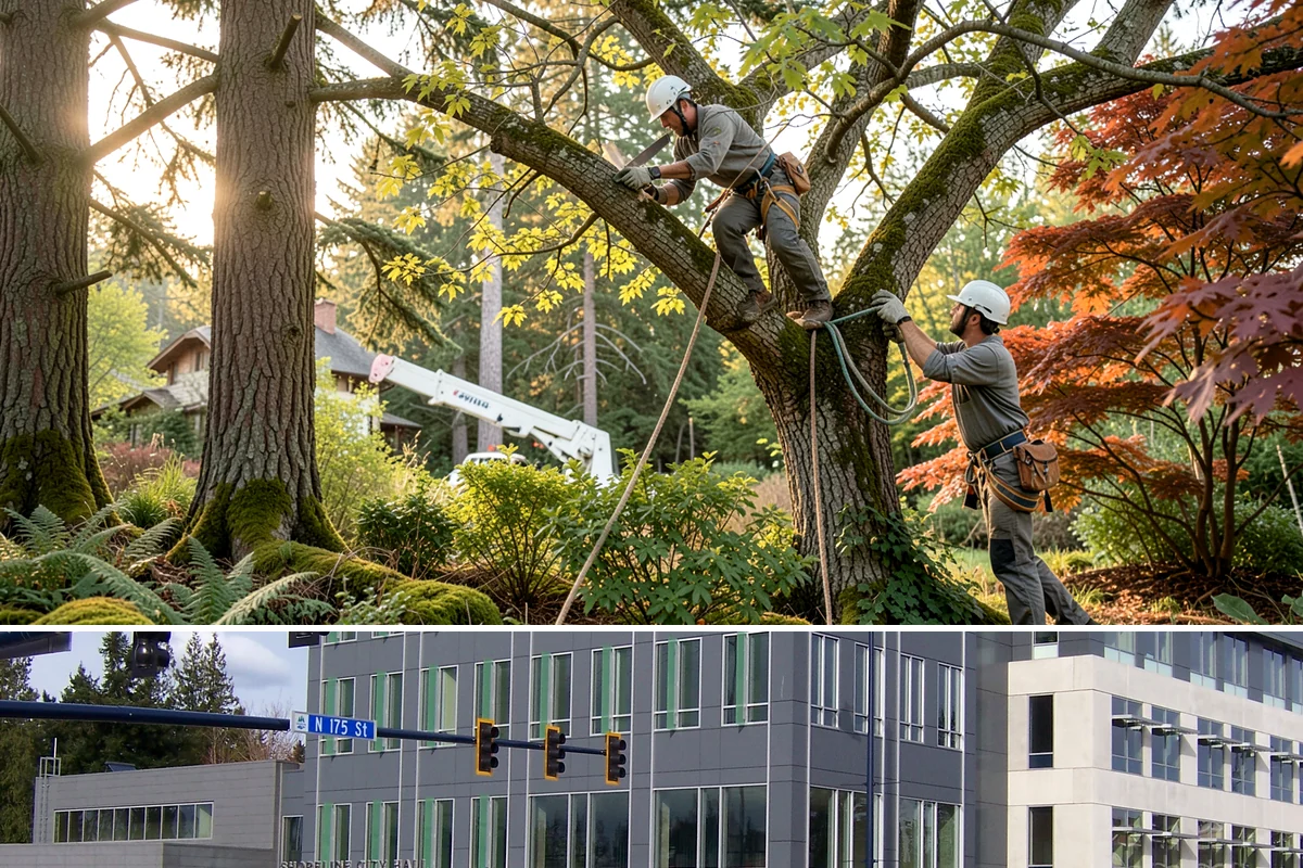 Large tree removal in Shoreline, King County, WA - In the Puget Sound climate, this service is best performed when foliage has dropped in late fall or winter to improve visibility...