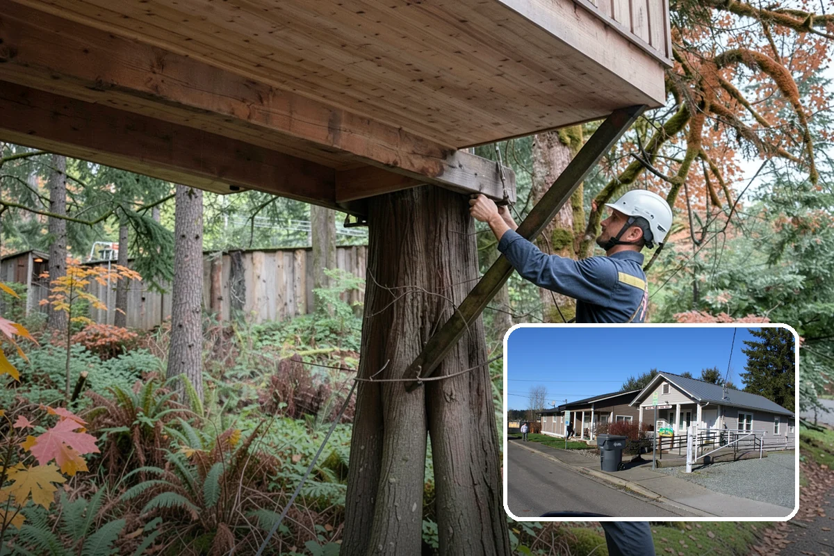 Large tree removal in South Prairie, Pierce County, WA - Removes safety hazards and reduces liability