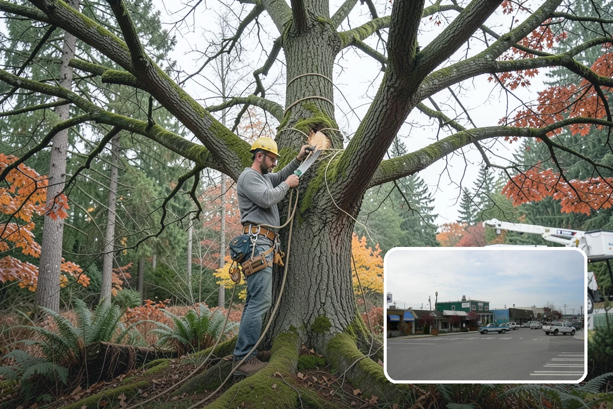 Large tree removal in Stanwood, Snohomish County, WA - Removes safety hazards and reduces liability