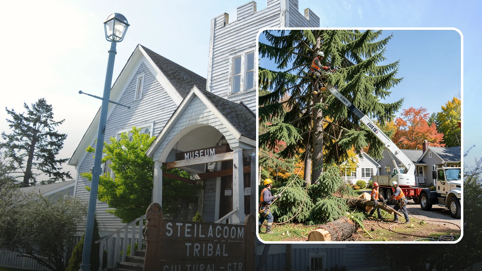 Large tree removal in Steilacoom, Pierce County, WA - The sectional removal of large-diameter or tall trees.