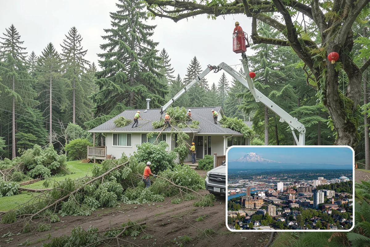 Large tree removal in Tacoma, Pierce County, WA - Removes safety hazards and reduces liability