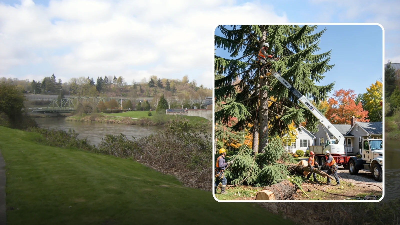 Large tree removal in Tukwila, King County, WA - The sectional removal of large-diameter or tall trees.