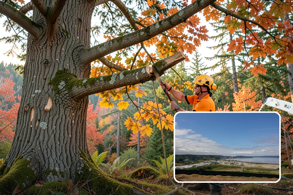 Large tree removal in University Place, Pierce County, WA - Removes safety hazards and reduces liability