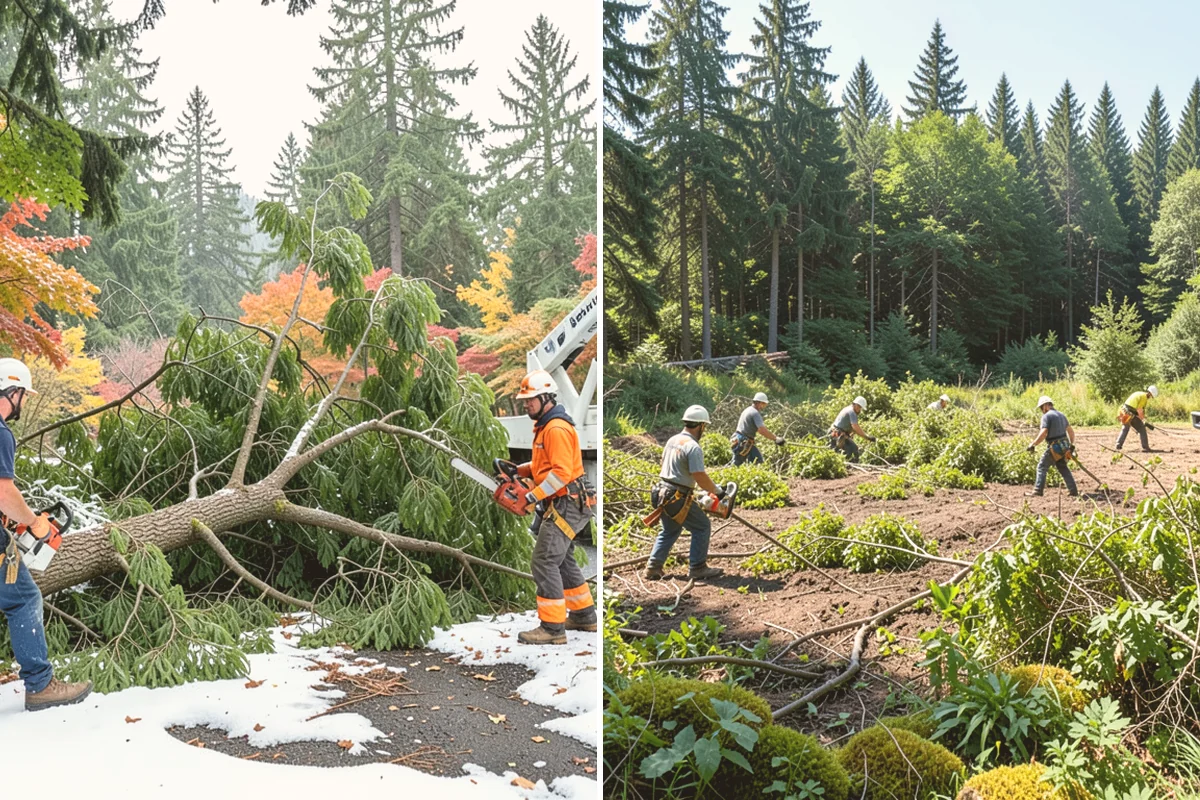 Leaning tree removal in Algona, King County, WA - On-site assessment and hazard evaluation