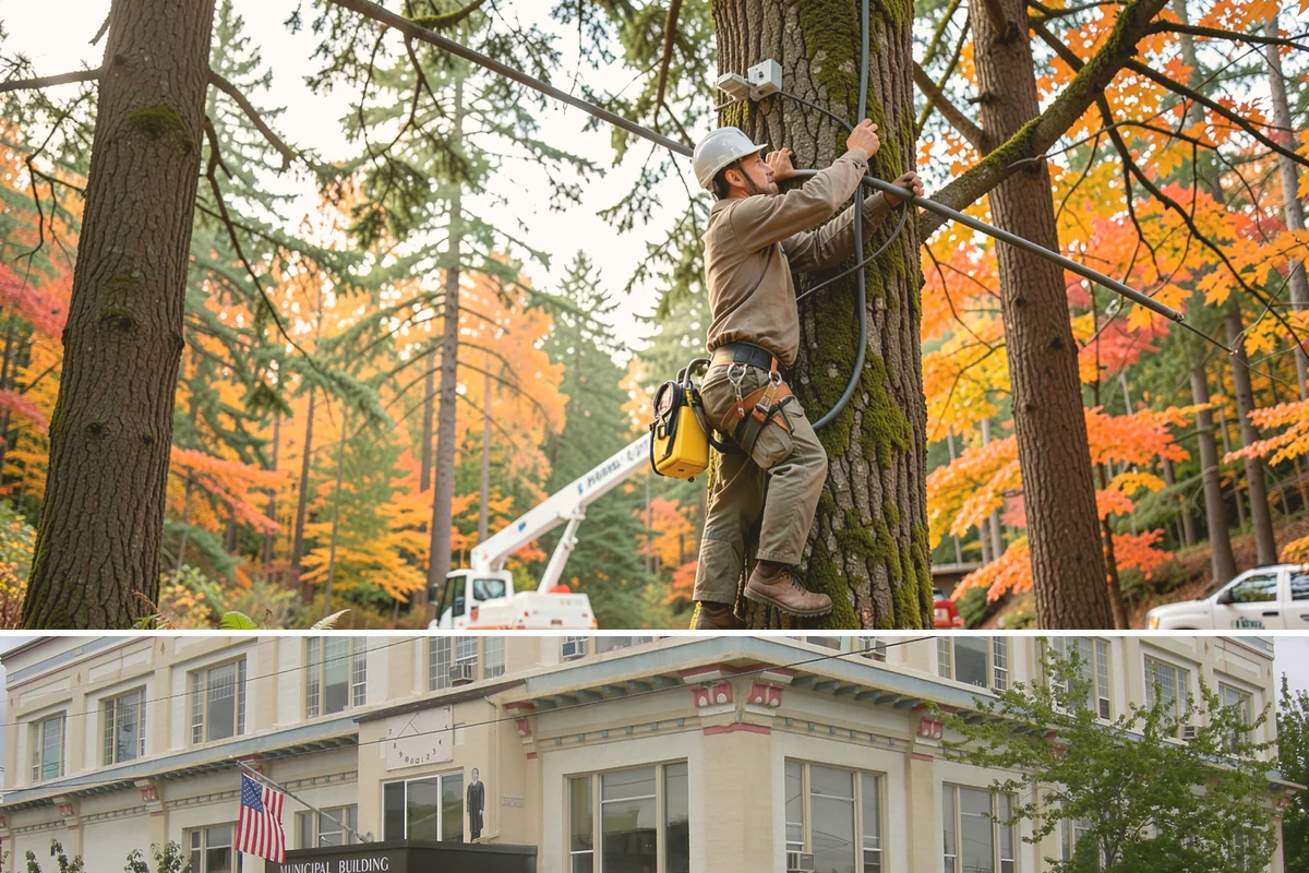Leaning tree removal in Anacortes, Skagit County, WA - This service can be performed year-round in the Puget Sound climate but requires extra caution during wet seasons when unstable...