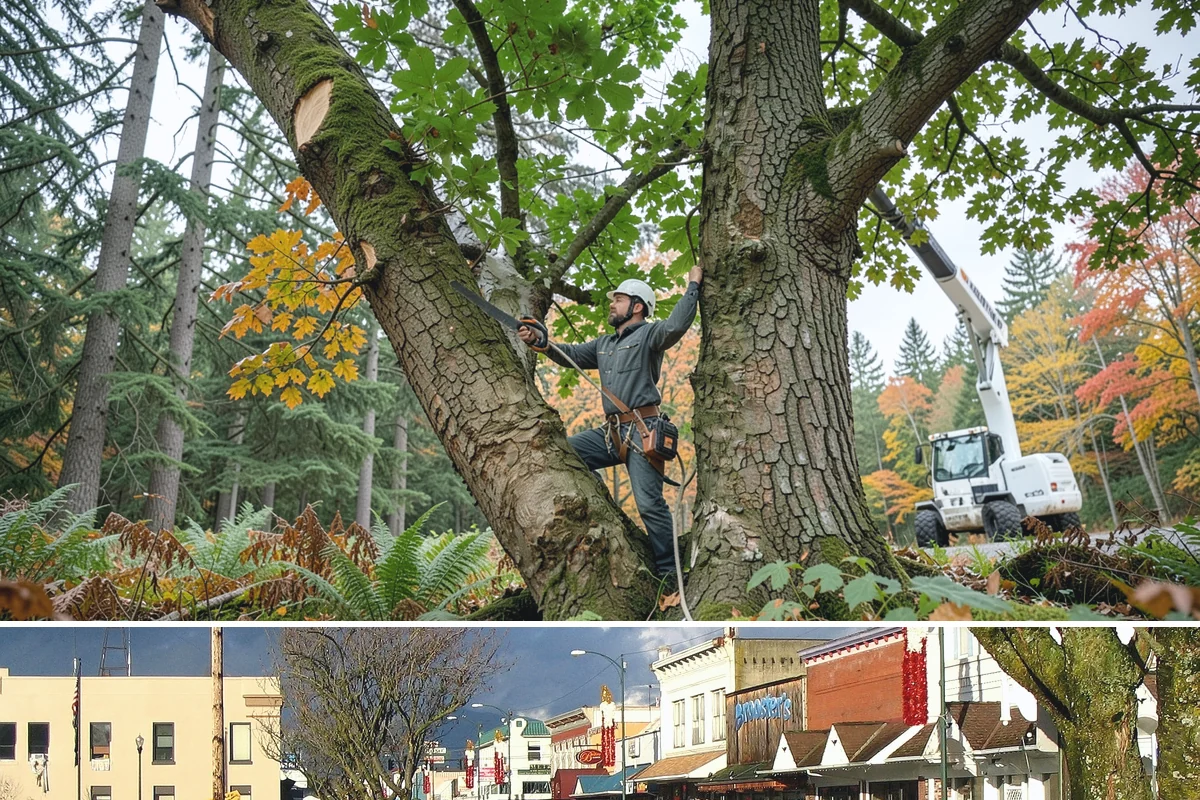 Leaning tree removal in Arlington, Snohomish County, WA - This service can be performed year-round in the Puget Sound climate but requires extra caution during wet seasons when unstable...