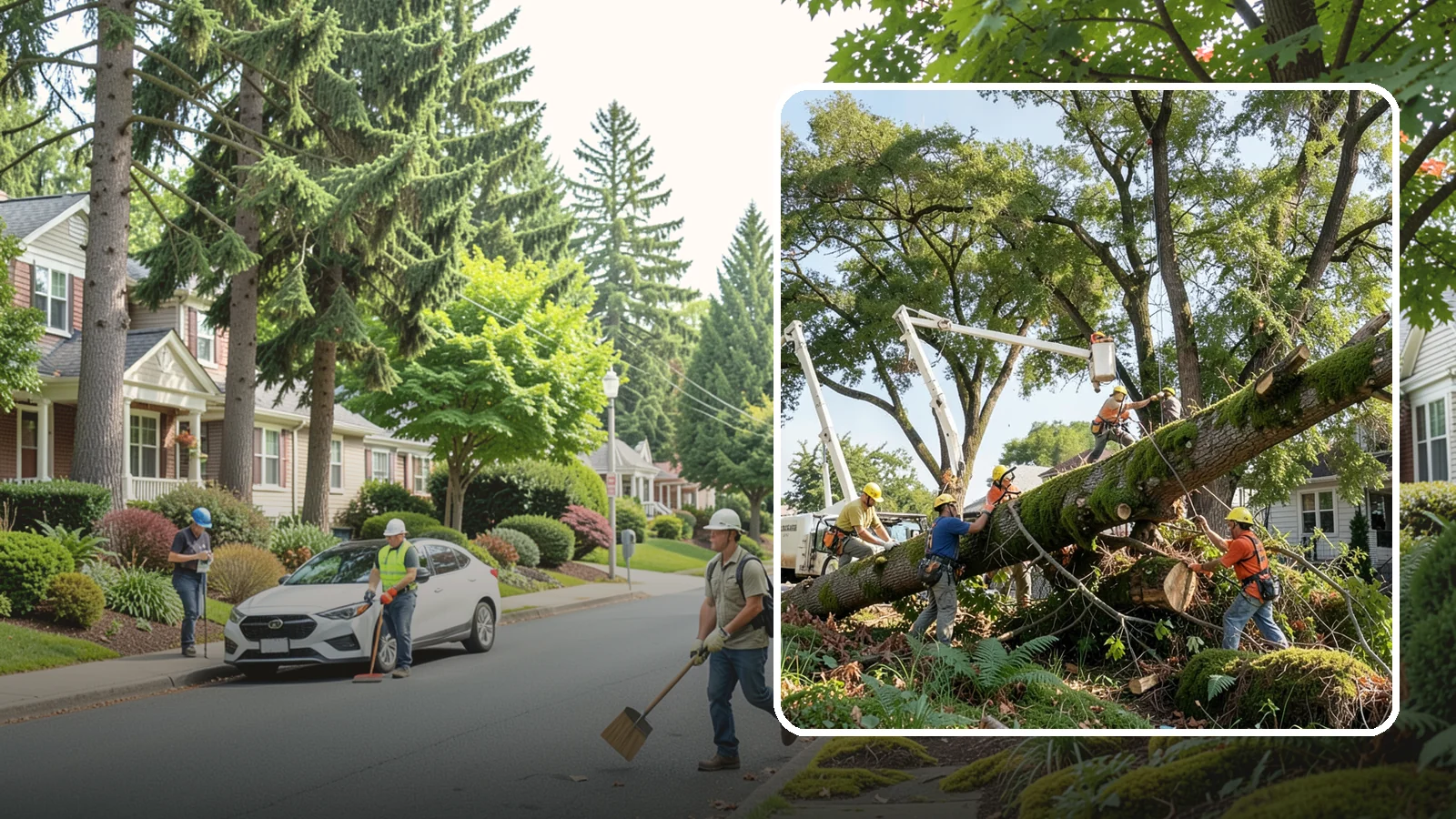 Leaning tree removal in Beaux Arts Village, King County, WA - The removal of trees with a pronounced or unstable lean.