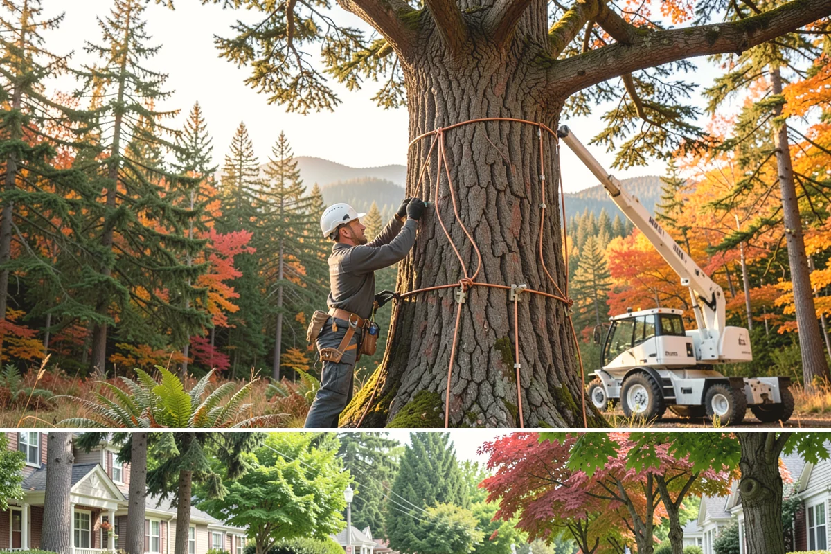 Leaning tree removal in Beaux Arts Village, King County, WA - This service can be performed year-round in the Puget Sound climate but requires extra caution during wet seasons when unstable...
