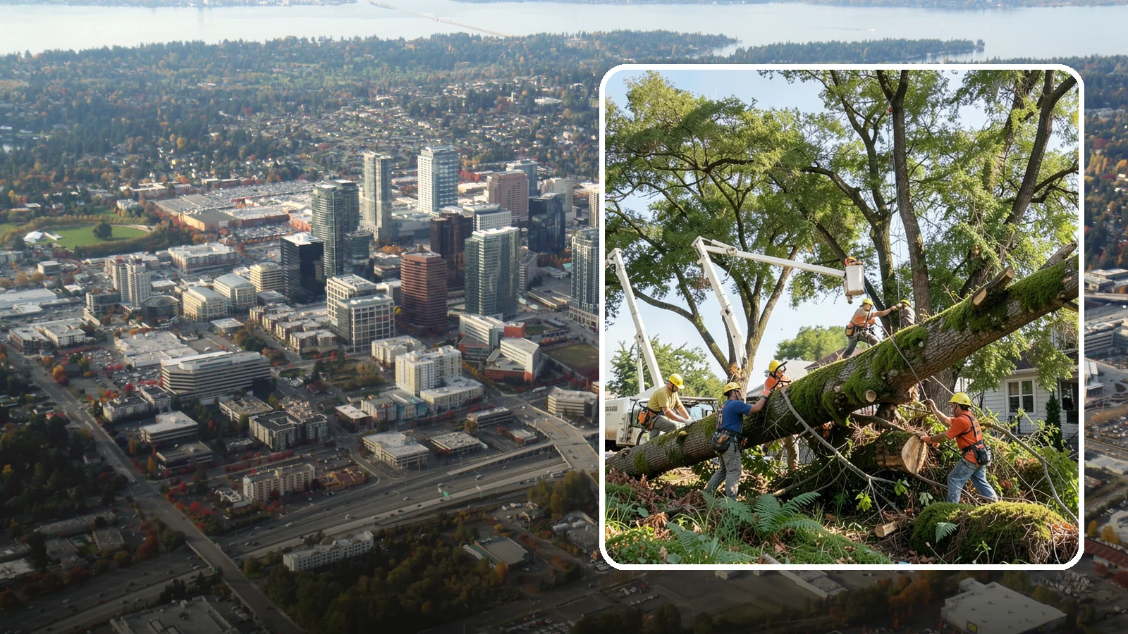 Leaning tree removal in Bellevue, King County, WA - The removal of trees with a pronounced or unstable lean.