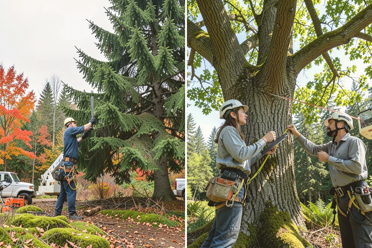 Leaning tree removal in Bellevue, King County, WA - On-site assessment and hazard evaluation