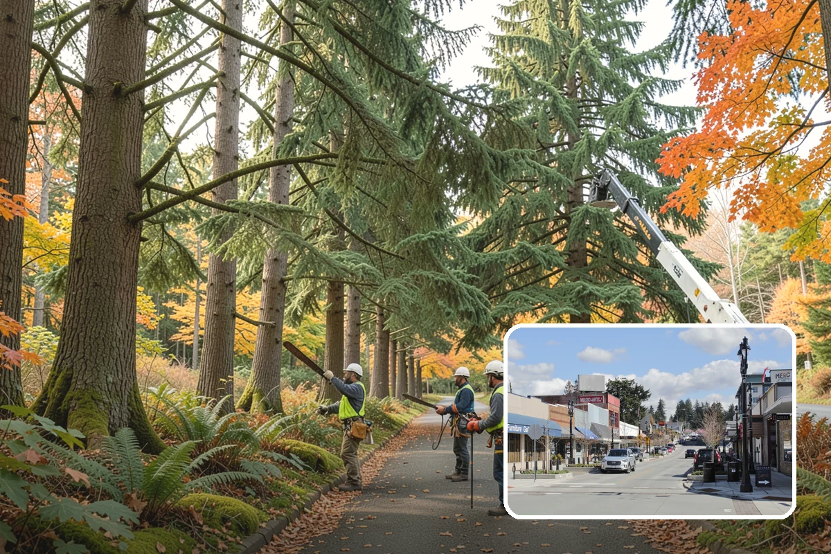 Leaning tree removal in Bothell, King County, WA - Removes safety hazards and reduces liability