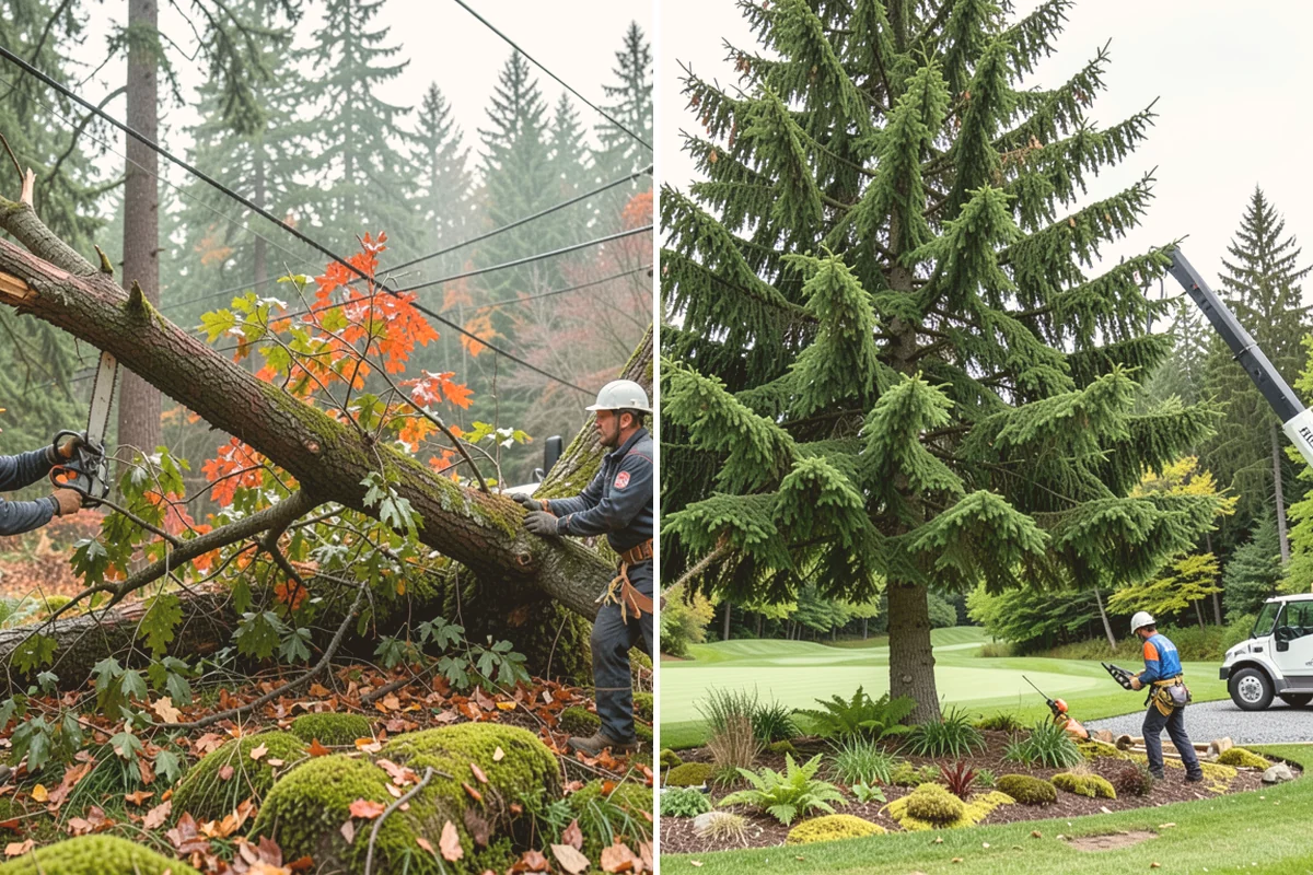 Leaning tree removal in Brier, Snohomish County, WA - On-site assessment and hazard evaluation