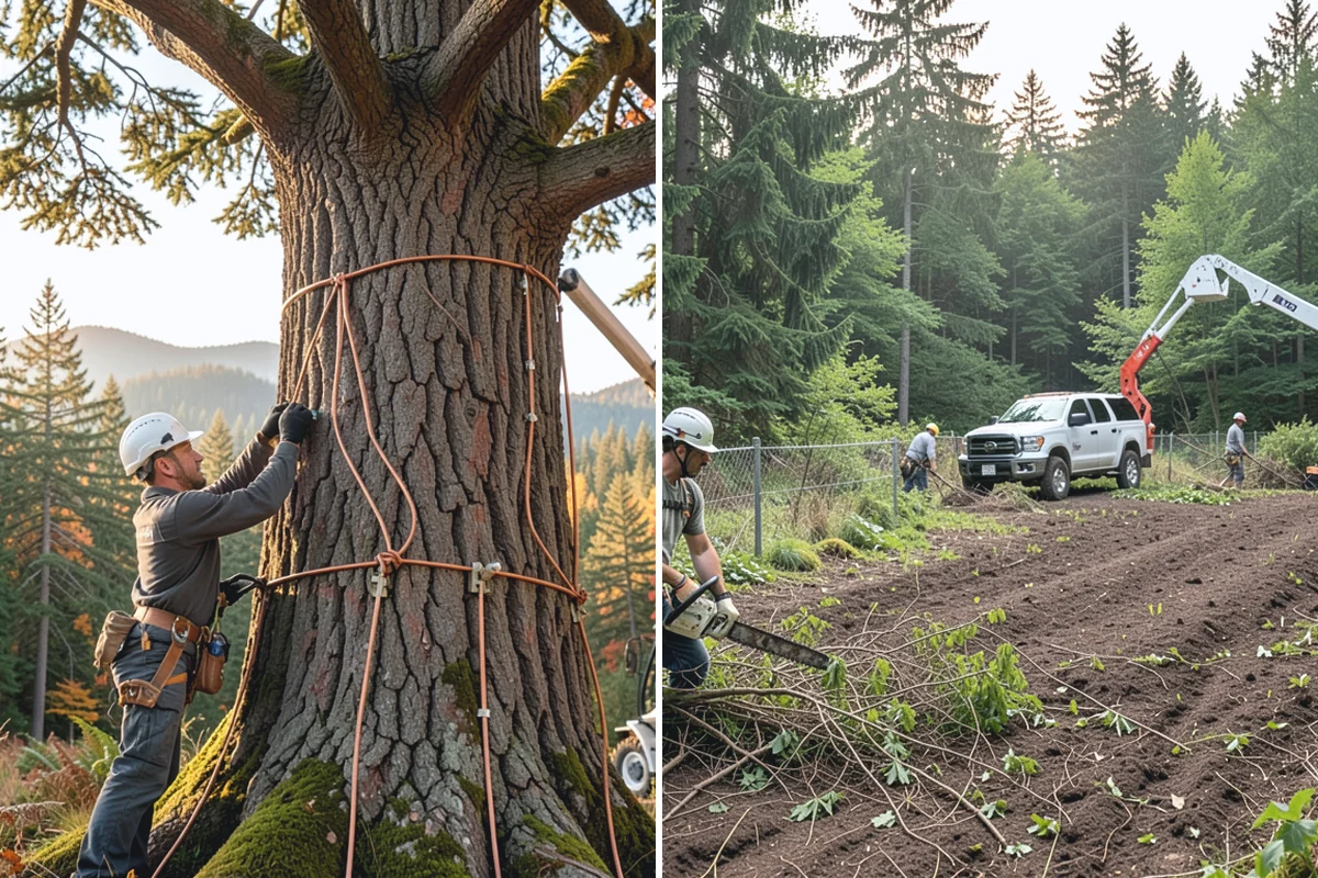 Leaning tree removal in Buckley, Pierce County, WA - On-site assessment and hazard evaluation