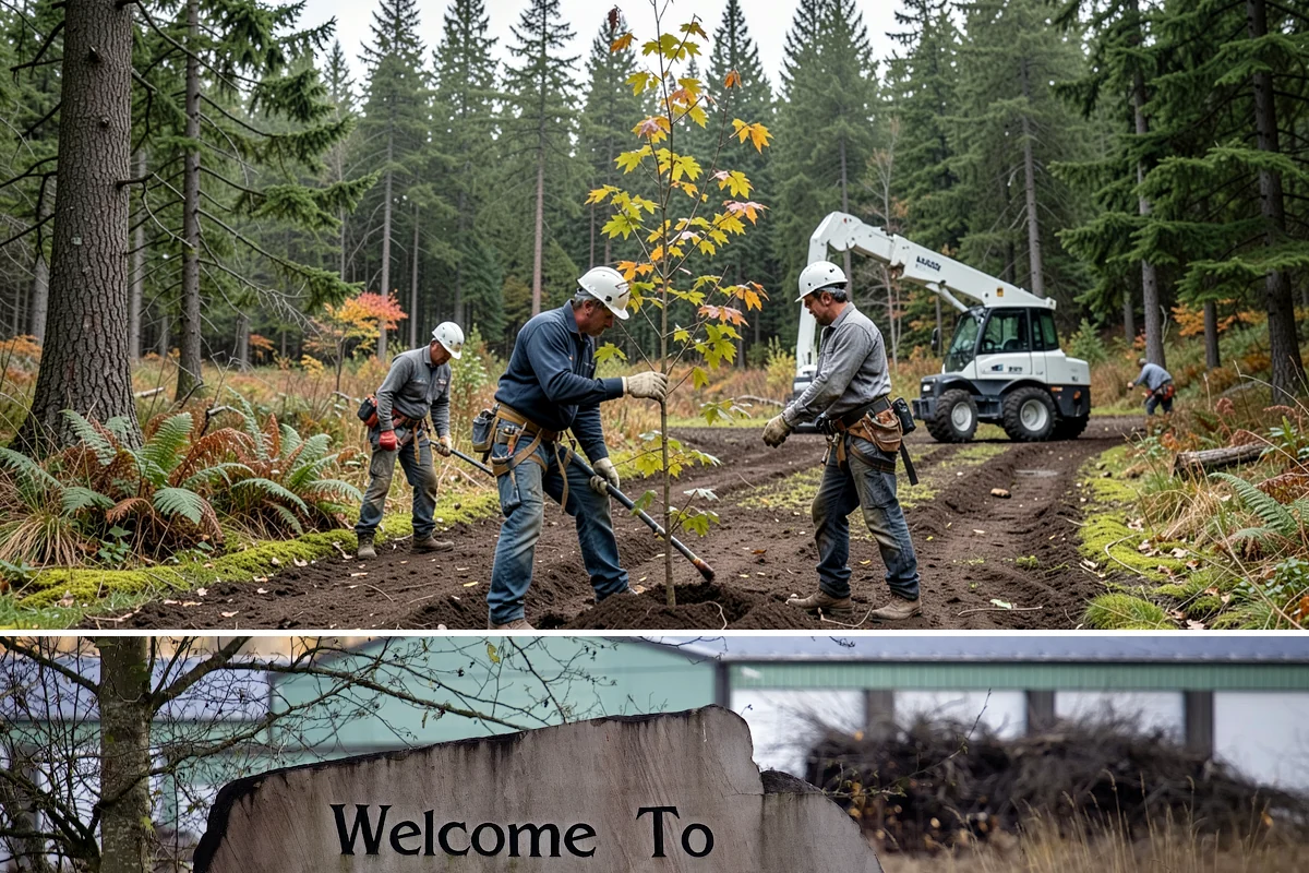 Leaning tree removal in Buckley, Pierce County, WA - This service can be performed year-round in the Puget Sound climate but requires extra caution during wet seasons when unstable...