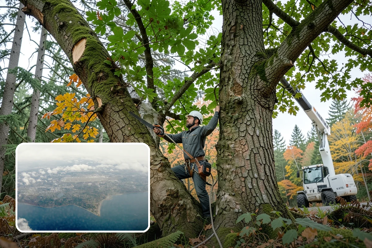 Leaning tree removal in Burien, King County, WA - Removes safety hazards and reduces liability