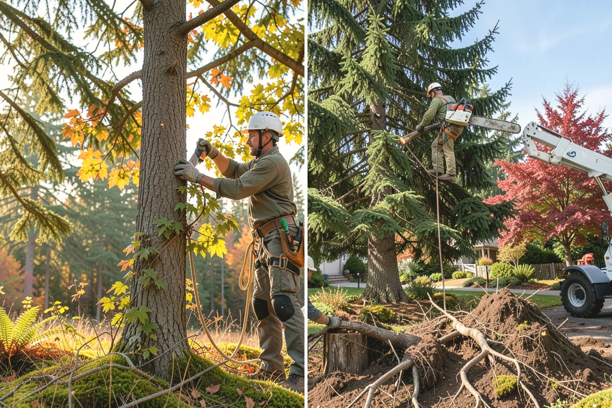 Leaning tree removal in Burien, King County, WA - On-site assessment and hazard evaluation
