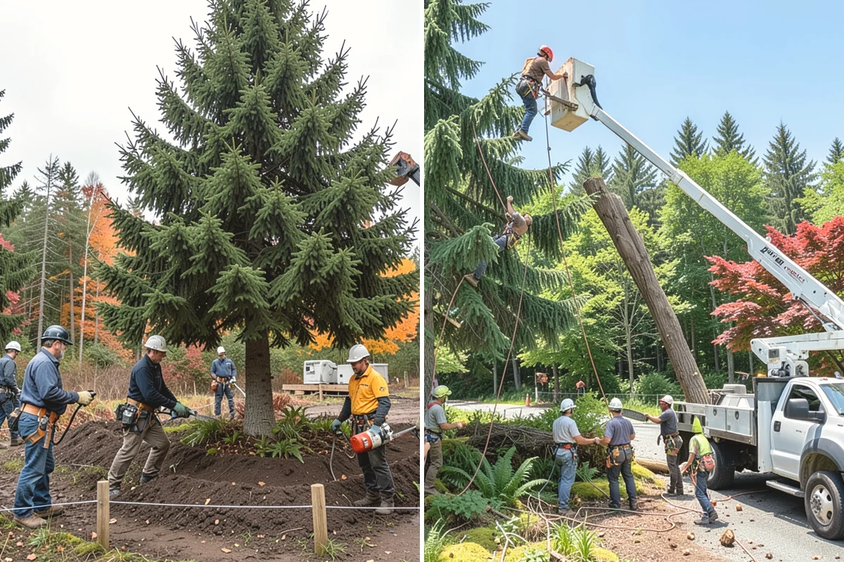 Leaning tree removal in Carbonado, Pierce County, WA - On-site assessment and hazard evaluation
