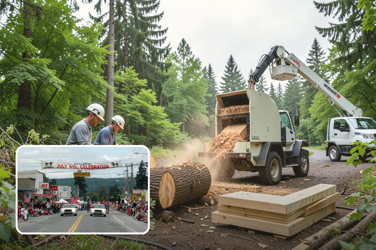 Leaning tree removal in Carnation, King County, WA - Removes safety hazards and reduces liability