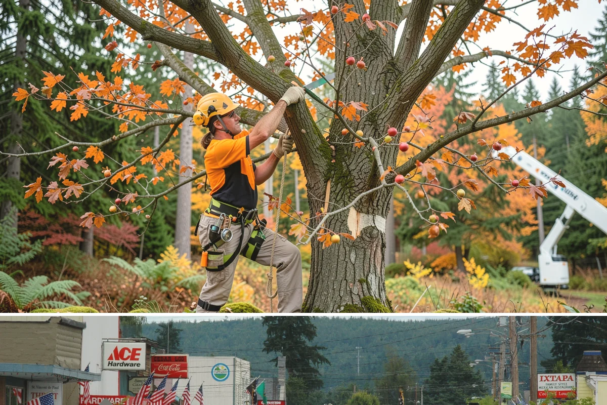 Leaning tree removal in Carnation, King County, WA - This service can be performed year-round in the Puget Sound climate but requires extra caution during wet seasons when unstable...