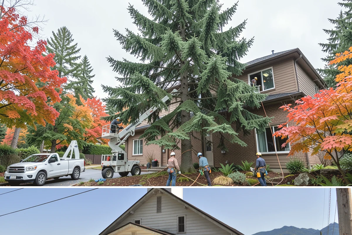 Leaning tree removal in Concrete, Skagit County, WA - This service can be performed year-round in the Puget Sound climate but requires extra caution during wet seasons when unstable...