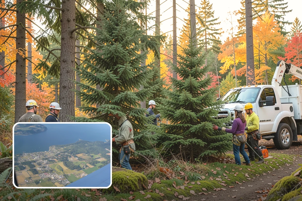Leaning tree removal in Coupeville, Island County, WA - Removes safety hazards and reduces liability