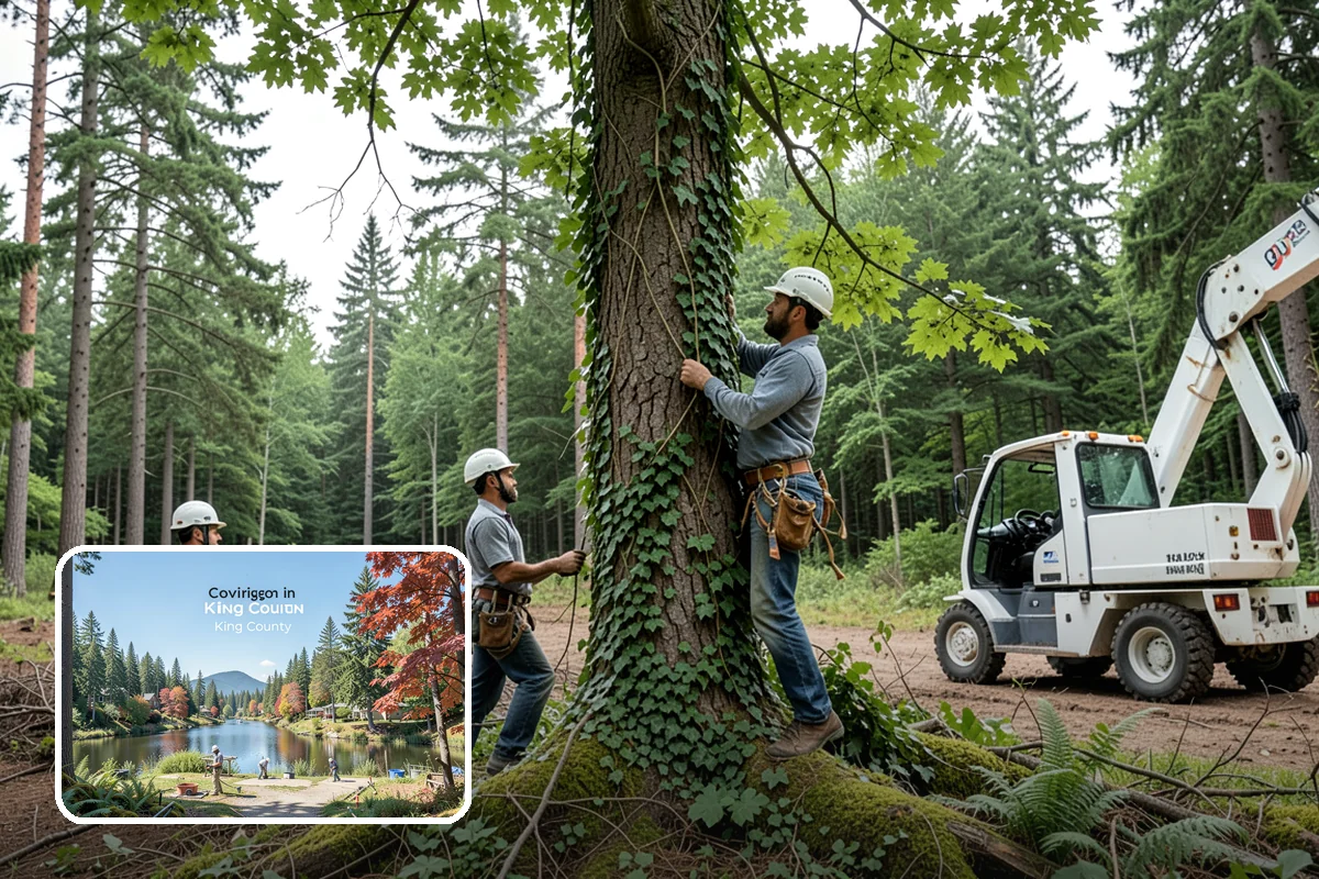 Leaning tree removal in Covington, King County, WA - Removes safety hazards and reduces liability