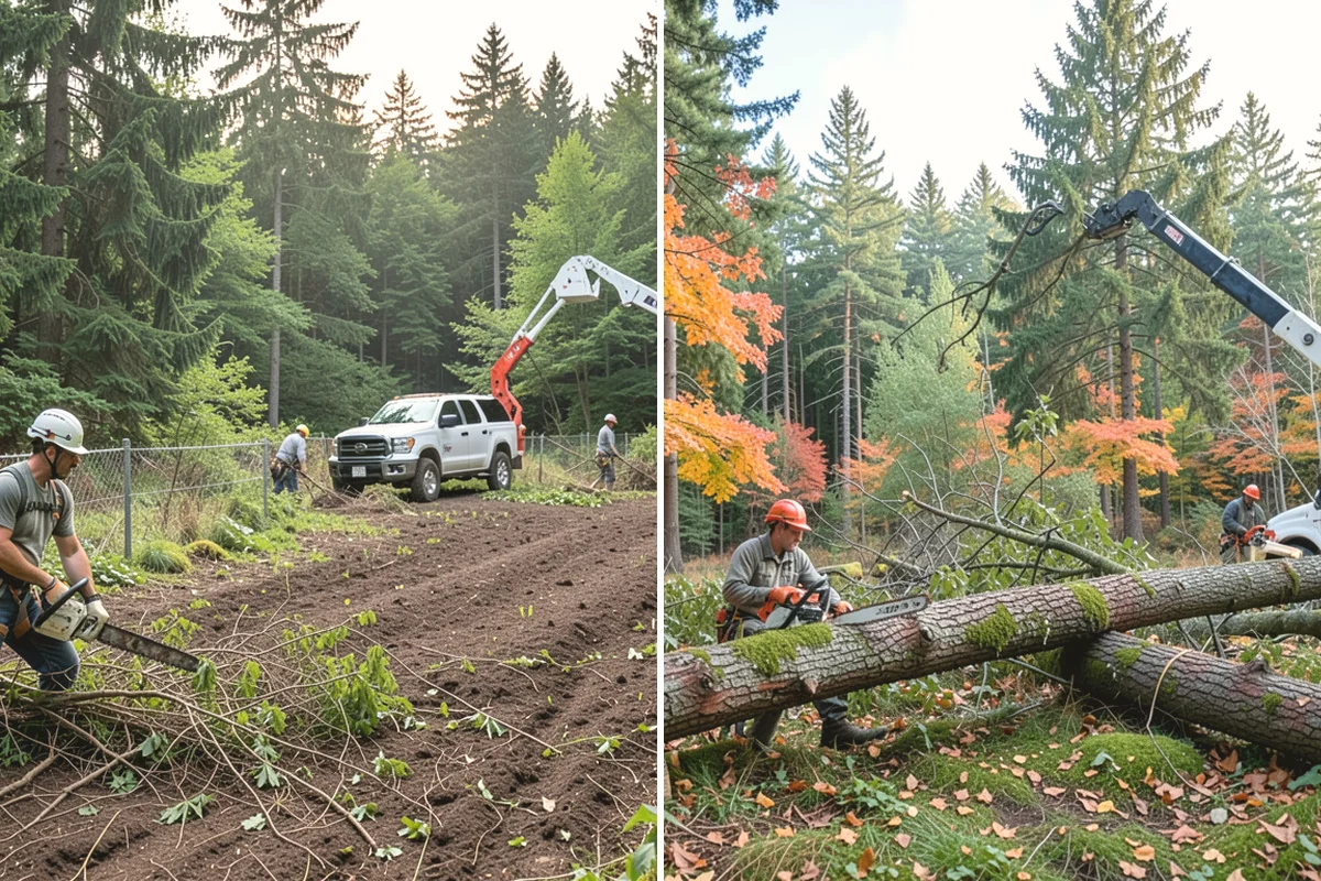 Leaning tree removal in Covington, King County, WA - On-site assessment and hazard evaluation