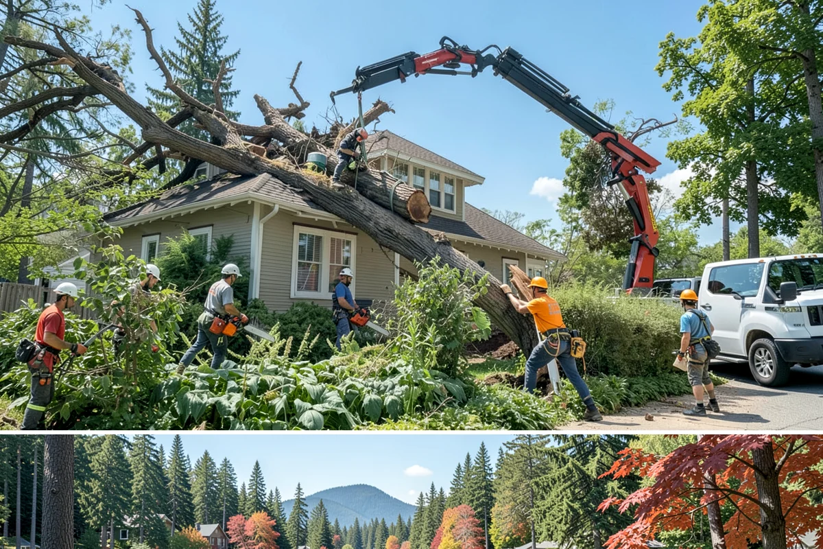 Leaning tree removal in Covington, King County, WA - This service can be performed year-round in the Puget Sound climate but requires extra caution during wet seasons when unstable...