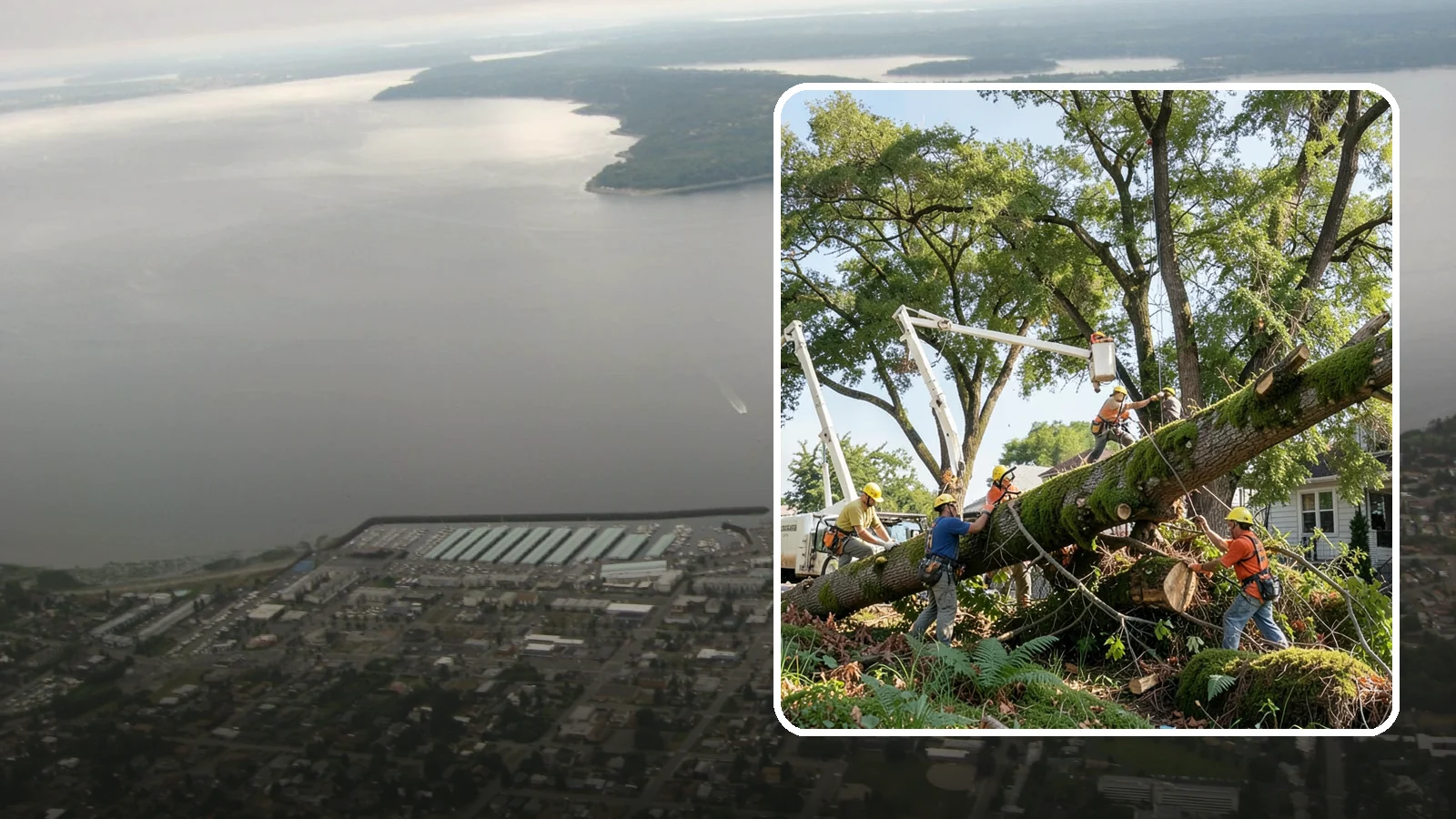 Leaning tree removal in Des Moines, King County, WA - The removal of trees with a pronounced or unstable lean.