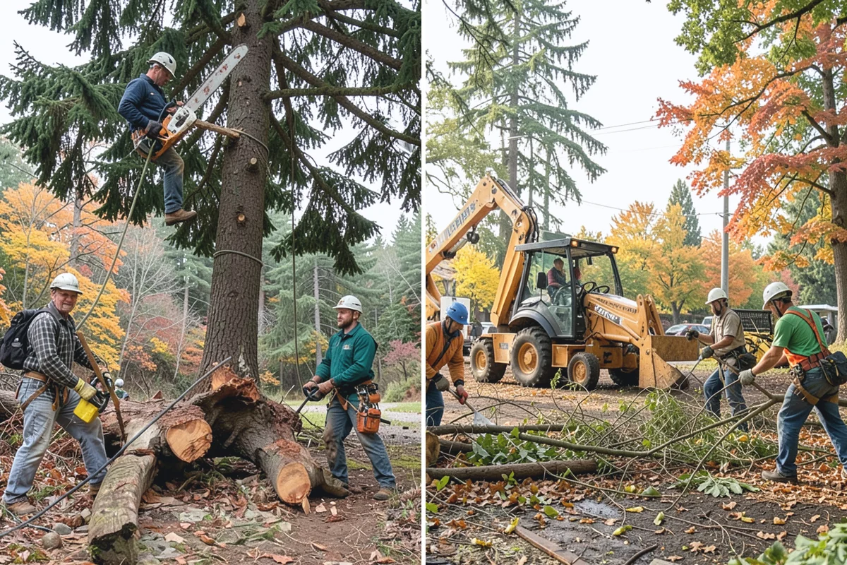 Leaning tree removal in Des Moines, King County, WA - On-site assessment and hazard evaluation