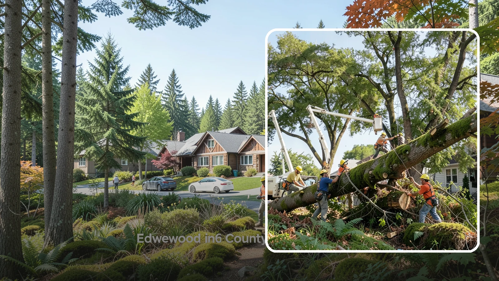 Leaning tree removal in Edgewood, Pierce County, WA - The removal of trees with a pronounced or unstable lean.