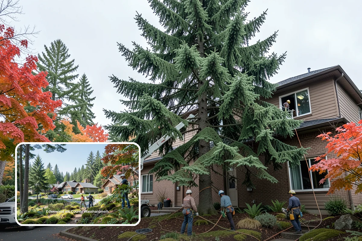 Leaning tree removal in Edgewood, Pierce County, WA - Removes safety hazards and reduces liability