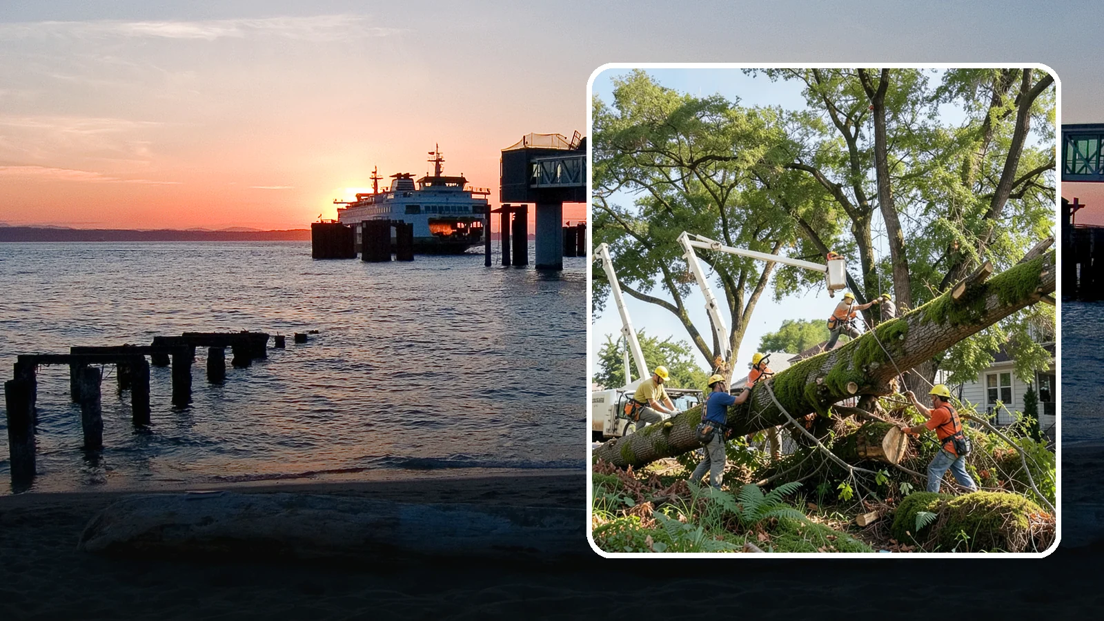 Leaning tree removal in Edmonds, Snohomish County, WA - The removal of trees with a pronounced or unstable lean.