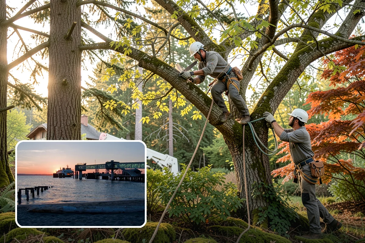 Leaning tree removal in Edmonds, Snohomish County, WA - Removes safety hazards and reduces liability