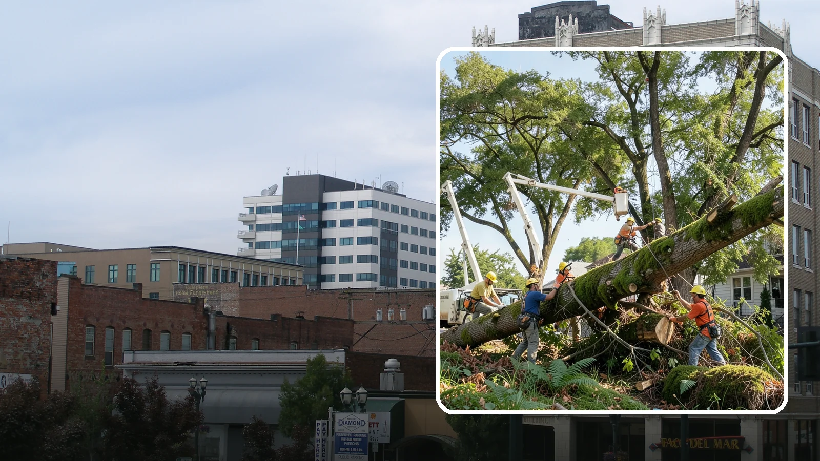 Leaning tree removal in Everett, Snohomish County, WA - The removal of trees with a pronounced or unstable lean.