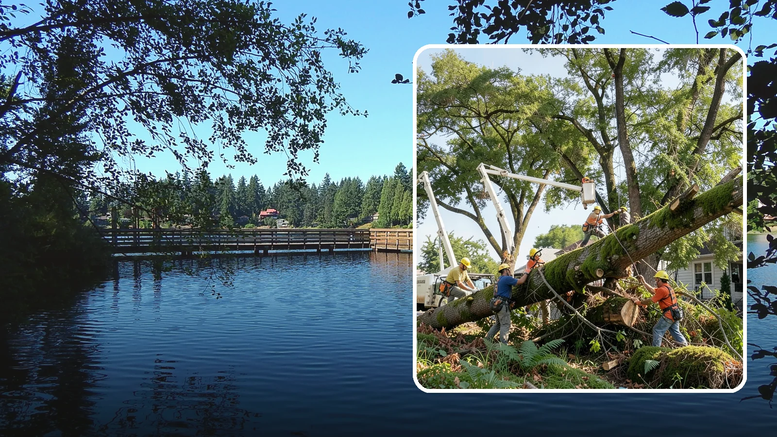 Leaning tree removal in Federal Way, King County, WA - The removal of trees with a pronounced or unstable lean.