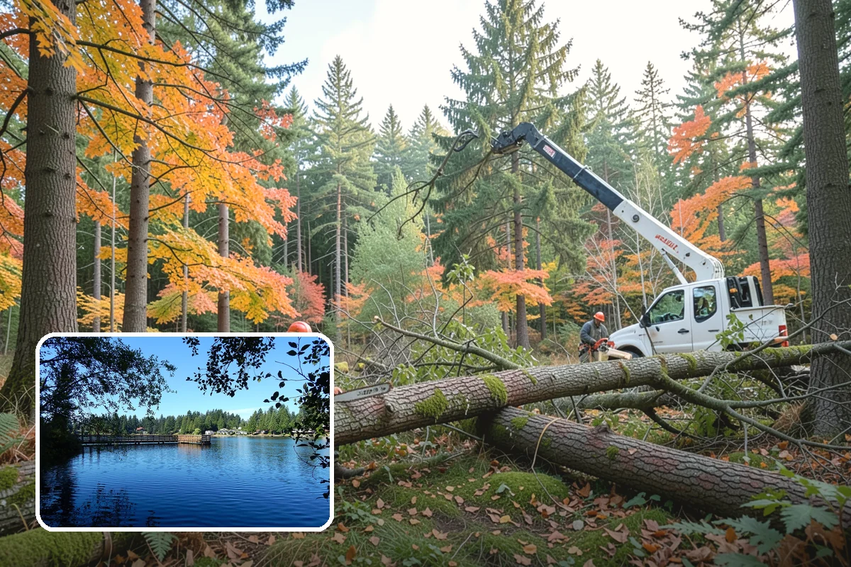 Leaning tree removal in Federal Way, King County, WA - Removes safety hazards and reduces liability
