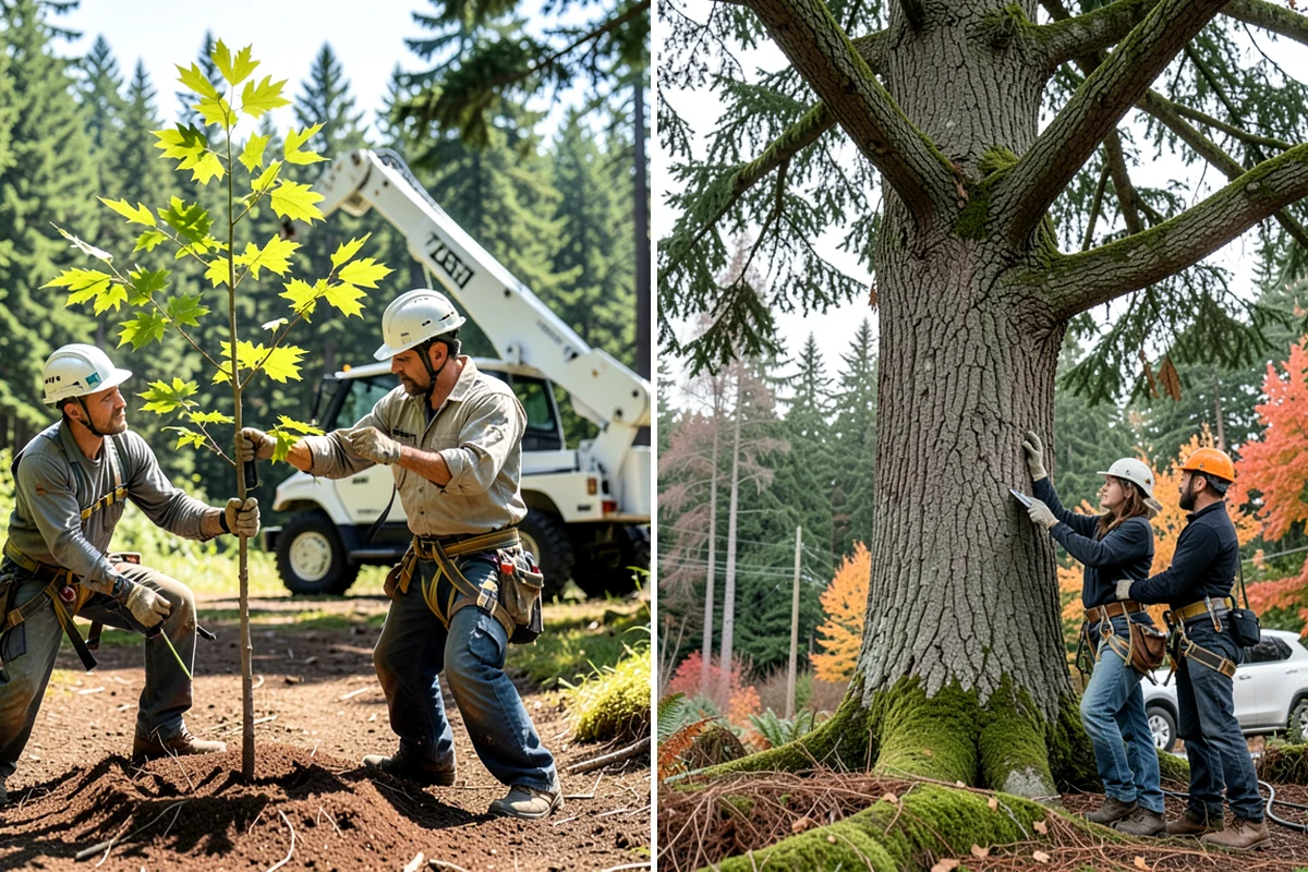 Leaning tree removal in Federal Way, King County, WA - On-site assessment and hazard evaluation
