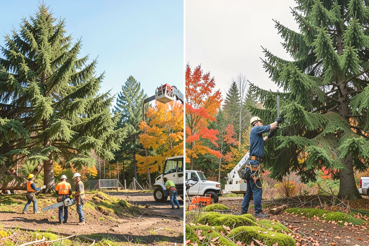 Leaning tree removal in Fife, Pierce County, WA - On-site assessment and hazard evaluation