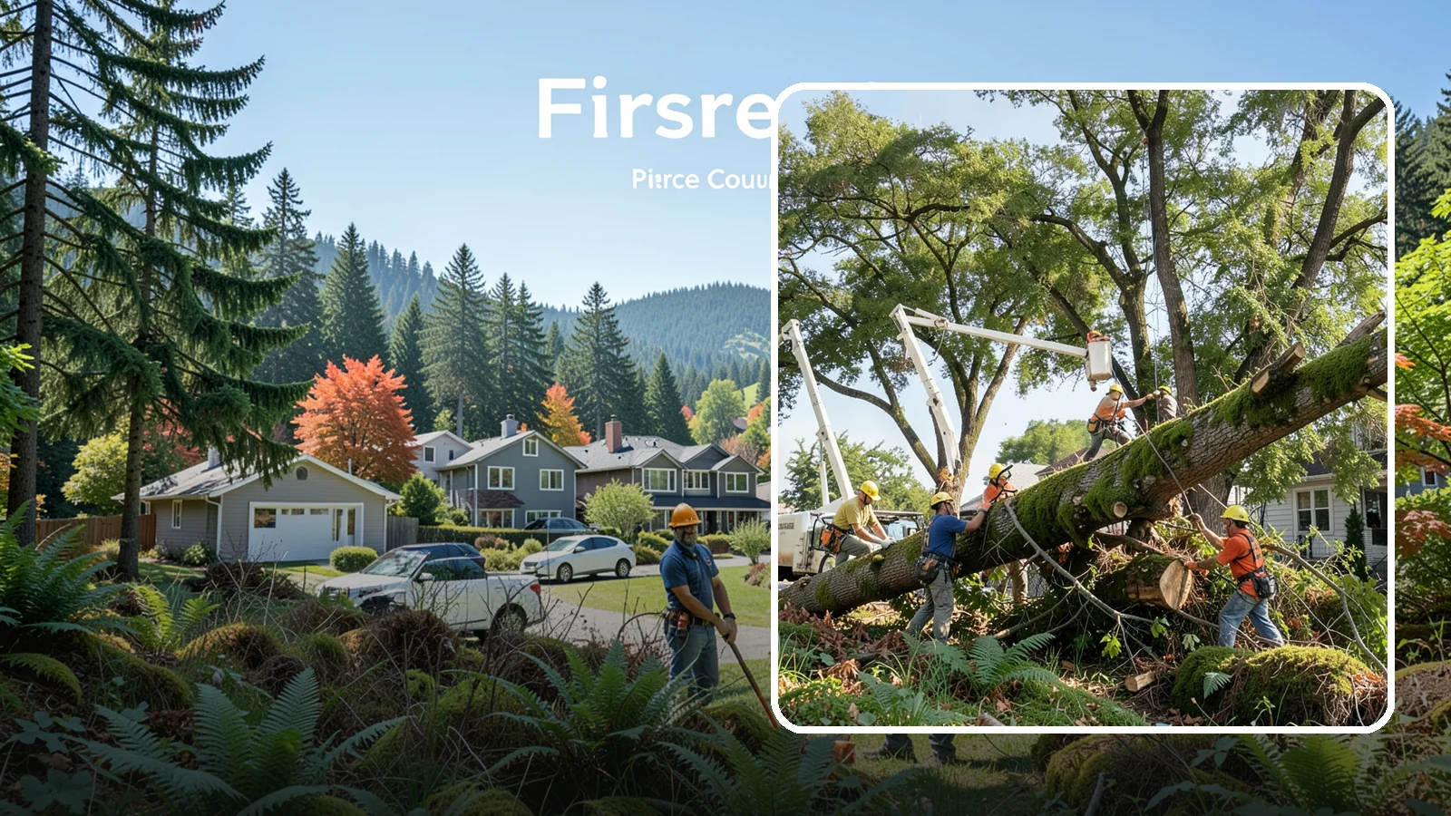 Leaning tree removal in Fircrest, Pierce County, WA - The removal of trees with a pronounced or unstable lean.