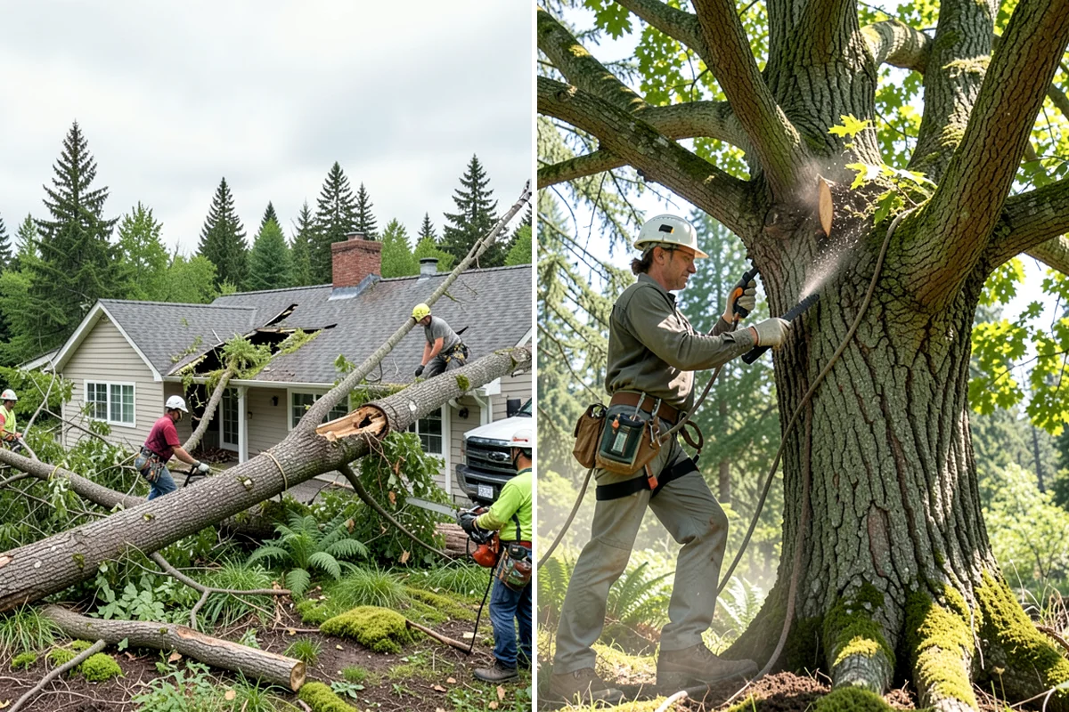 Leaning tree removal in Gig Harbor, Pierce County, WA - On-site assessment and hazard evaluation