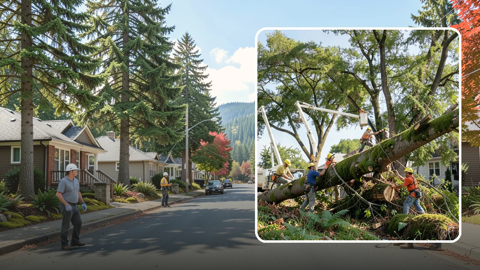 Leaning tree removal in Hunts Point, King County, WA - The removal of trees with a pronounced or unstable lean.